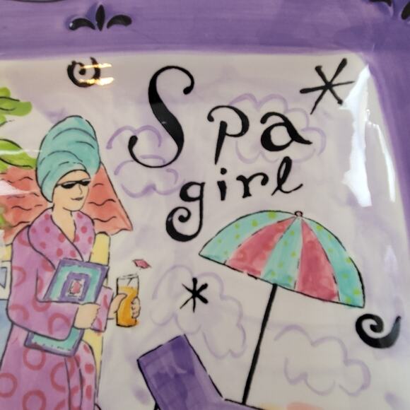 Certified International Jennifer Brinley Salad Plates Spa Girl  Set of Two - Picture 2 of 8